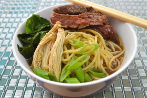 Beef Ramen Noodle Soup with Choy Sum & Enoki Mushrooms – You Plate It ...