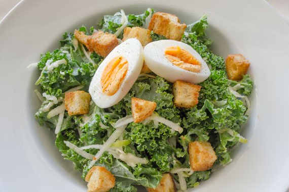 Kale Caesar Salad with Homemade Crunchy Croutons, and Perfect Soft ...