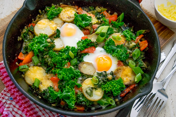 Potato & Kale Hash with Farm Eggs & Tasty Cheese – You Plate It ...