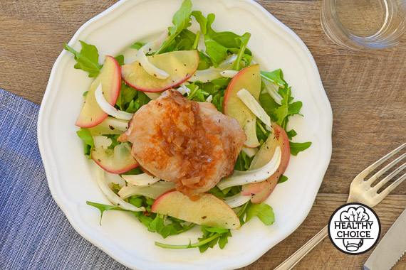 Pork Steaks with Gravy and Roasted Fennel Apple Salad