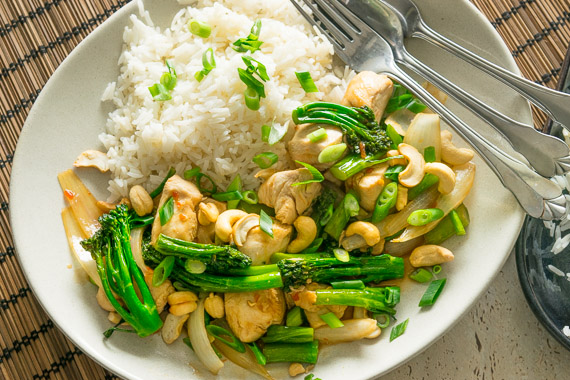 Thai Style Chicken & Cashew, with Broccolini & Jasmine Rice