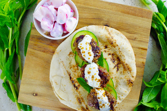 Beef & Lamb Shawarma with Creamy Radish Salad