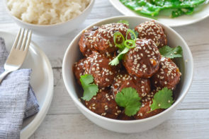 Beef Meatballs with Chinese Five Spice, Snow Peas & Jasmine Rice