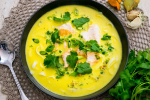 Coconut Chicken Soup with Fresh Turmeric Inspired by Jo Whitton from Quirky Cooking