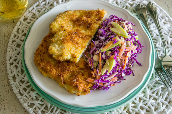 Panko Crumbed Chicken Schnitzel with Healthy Slaw Salad