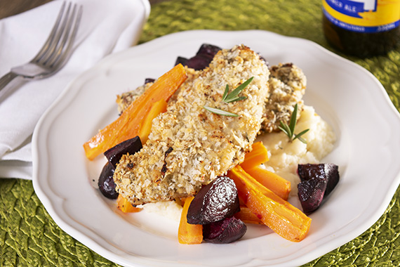 Baked Lamb Schnitzel with Celeriac Puree & Beetroot