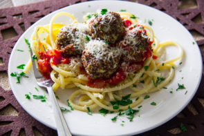 Bucatini Pasta with Red Quinoa &ldquo;Meatballs&rdquo;