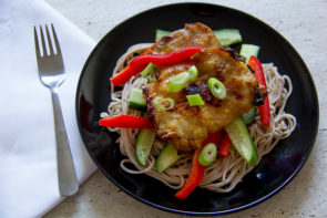 Citrus & Soy Chicken Thighs over Soba Noodles