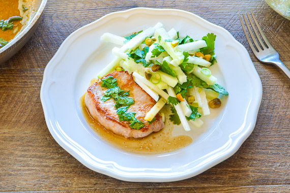 Free Range Pork Steaks with Pan Sauce & Apple Celeriac Slaw