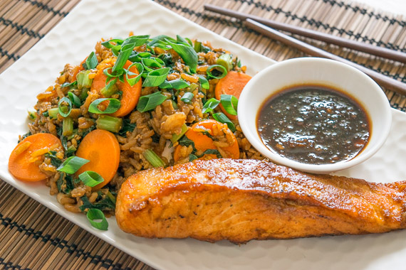 Orange & Ginger Infused Salmon with Fried Rice