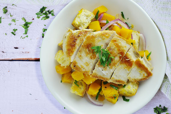 Pan Roasted Chicken with Butternut Pumpkin Panzanella