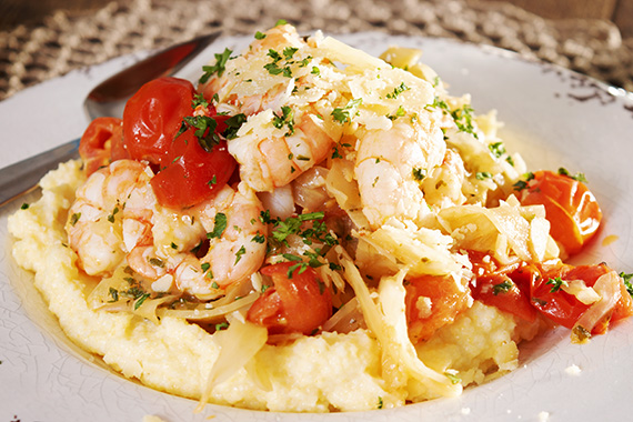 Prawns & Fennel with Parmesan Polenta