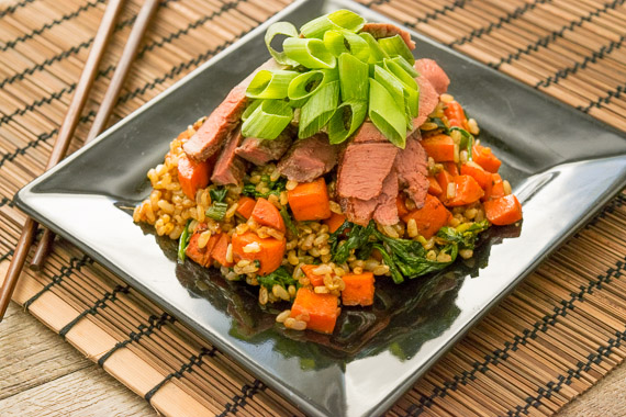 Steaks with Five Spice & Stir Fried Brown Rice