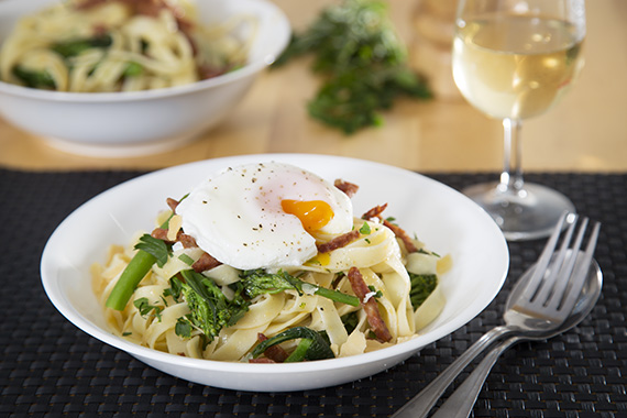 Chorizo Tagliatelle with Poached Egg