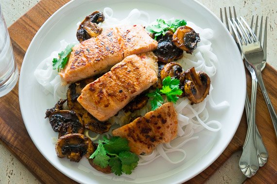 Ginger Chili Salmon with Noodles Inspired by Donna Hay
