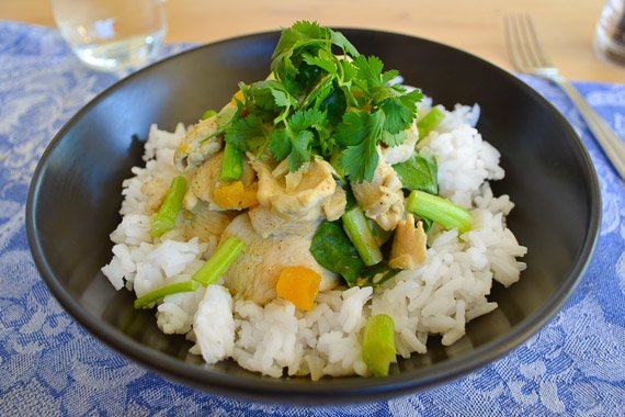Apricot Chicken Coconut Curry with Jasmine Rice