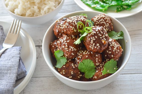 Beef Meatballs with Chinese Five Spice, Snow Peas & Jasmine Rice