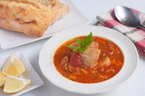 Manhattan Fish Chowder with Crusty Baguette