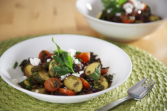 Warm Lentil Salad with Fetta & Olives