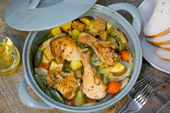 Baked Chicken & Fennel with White Wine & Rosemary