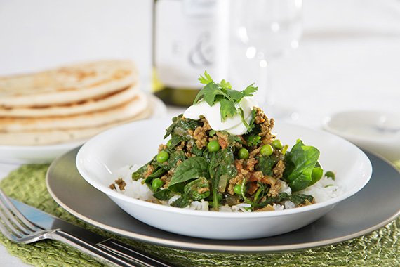 Beef Keema with Peas, Spinach & Rice