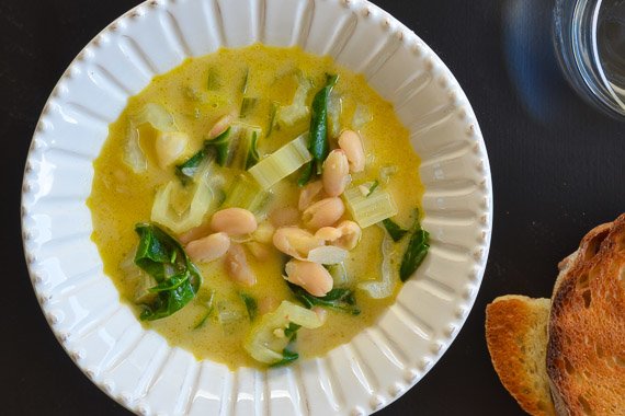 Cannellini Bean Stew with Mascarpone, Rosemary, Braised Silverbeet & Toasted Garlic Bread