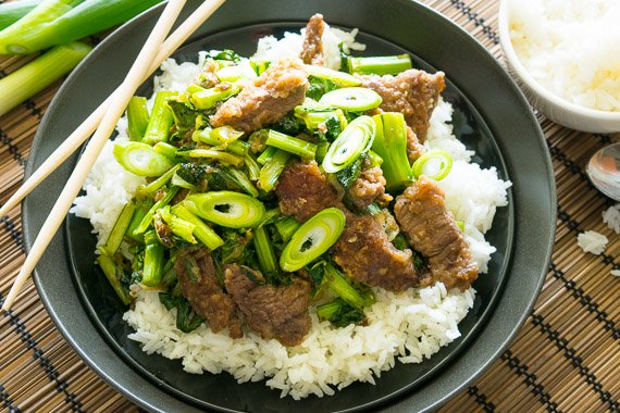 Mongolian Beef with Asian Greens & Rice