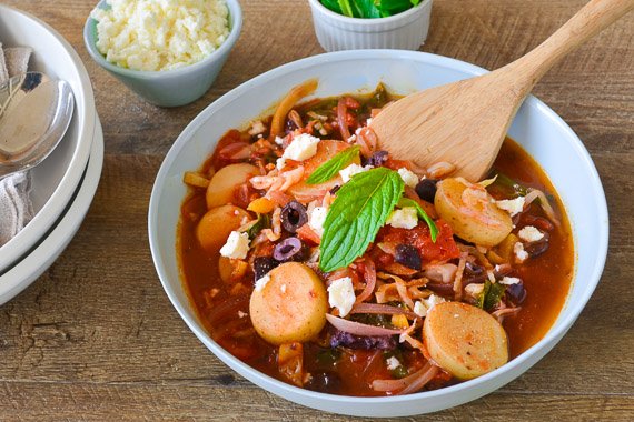 Hearty Sweet & Sour Stew with Silverbeet & Baby Potatoes