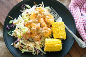 Kickin Prawns - Inspired by Tony Romas with Oven Roasted Corn & ready to go Coleslaw