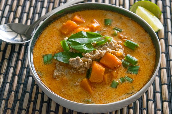 Thai Inspired Pork Soup with Sweet Potato & Coconut Milk