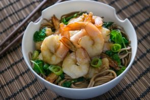 Prawns with Lemongrass, Soba Noodles & Chinese Broccoli