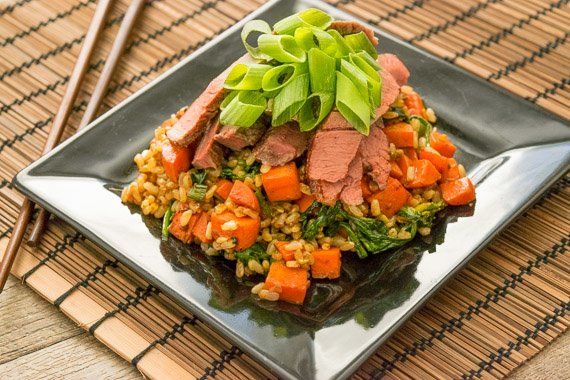 Steaks with Five Spice & Stir Fried Brown Rice