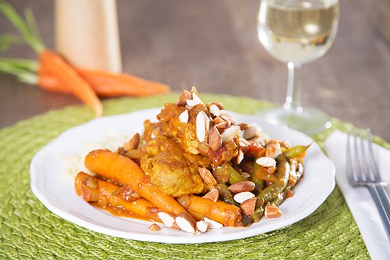 Chicken, Carrot & Date Tagine with Fluffy Couscous & Toasted Almonds