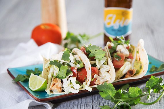 Grilled Fish Tacos with Salsa Fresca, & Chipotle Sour Cream