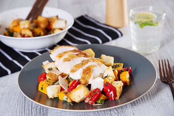 Pan Roasted Chicken with Butternut Pumpkin Panzanella