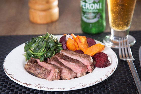 Scotch Fillet Steak with Roasted Beets & ‘Creamed’ Spinach