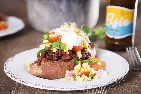 Taco Stuffed Sweet Potato with Jalapeno Salsa & Greek Yoghurt