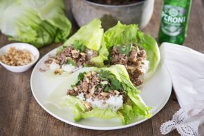 Thai Beef Lettuce Wraps with Fluffy Rice