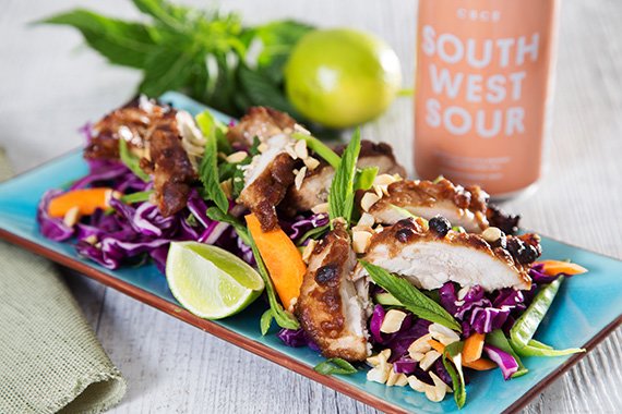 Chicken Thighs in Hoisin Peanut Paste with Asian Chop Salad