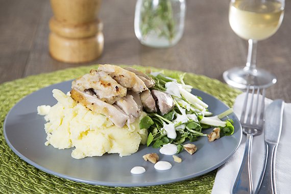 Honey Mustard Chicken with Apple Salad and Silky Mash