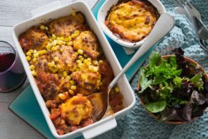 Mexican Chili Bean Pie with Corn Bread Crust