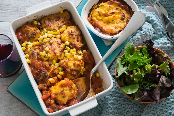 Mexican Chili Bean Pie with Corn Bread Crust