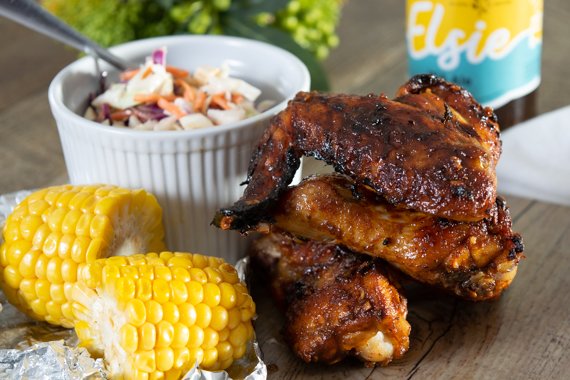 Baked Buffalo Wings with Slaw & Buttered Corn