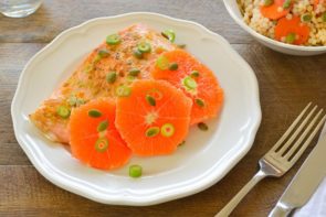Orange Roasted Salmon with Pepitas & Israeli Couscous Salad