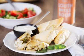 Potato & Pea Filo Samosa with Salad and Yoghurt