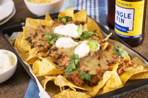 Vegetarian Nut 'Mince' Nachos with Sour Cream