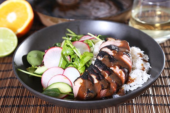 Asian Style Duck with Cucumber, Radish & Rice