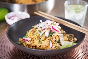 Pork Dan Dan Noodles with Radish & Garlic-Lime Peanuts