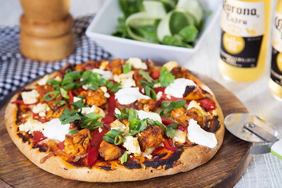 Tandoori Chicken Pizza with Greek Yoghurt & Cucumber