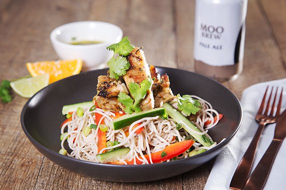 Citrus & Soy Chicken Thighs over Soba Noodles